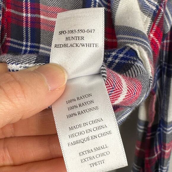 Rails Hunter White Blue & Red Plaid Button Down Blouse - Picture 6 of 7